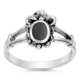Sterling Silver Natural Black Onyx Stone Ring