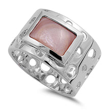 Load image into Gallery viewer, Sterling Silver Mother Of Pearl Cubic Zirconia Stone RingAnd Band Width 13mm