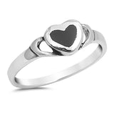 Sterling Silver With Black Onyx Cubic Zirconia Stone RingAnd Face Height 6mmAnd Band Width 2mm