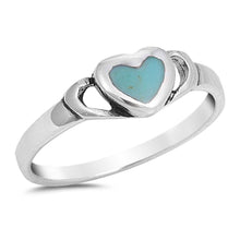 Load image into Gallery viewer, Sterling Silver With Stabilized Turquoise Cubic Zirconia Stone RingAnd Face Height 7mmAnd Band Width 2mm