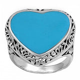 Sterling Silver Simulated Turquoise Cubic Zirconia Stone RingAnd Face Height 24mmAnd Band Width 3mm