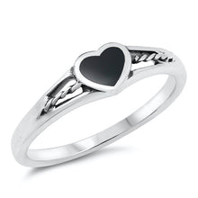 Load image into Gallery viewer, Sterling Silver Black Agate Heart Stone Ring