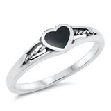 Sterling Silver Black Agate Heart Stone Ring