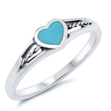 Load image into Gallery viewer, Sterling Silver With Stabilized Turquoise Cubic Zirconia Stone RingAnd Face Height 5mmAnd Band Width 2mm