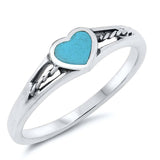 Sterling Silver With Stabilized Turquoise Cubic Zirconia Stone RingAnd Face Height 5mmAnd Band Width 2mm