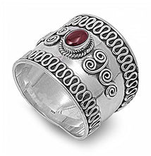 Load image into Gallery viewer, Sterling Silver Genuine Cabochon Amethyst Cubic Zirconia Stone RingAnd Face Height 19mmAnd Band Width 12mm