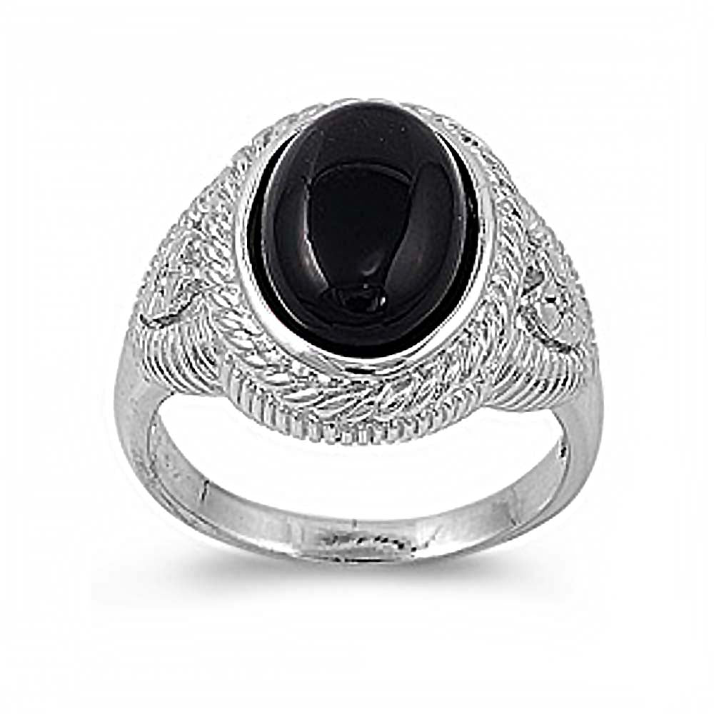 Sterling Silver Black Onyx Cubic Zirconia Stone RingAnd Face Height 19mmAnd Band Width 2mm