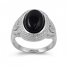 Load image into Gallery viewer, Sterling Silver Black Onyx Cubic Zirconia Stone RingAnd Face Height 19mmAnd Band Width 2mm