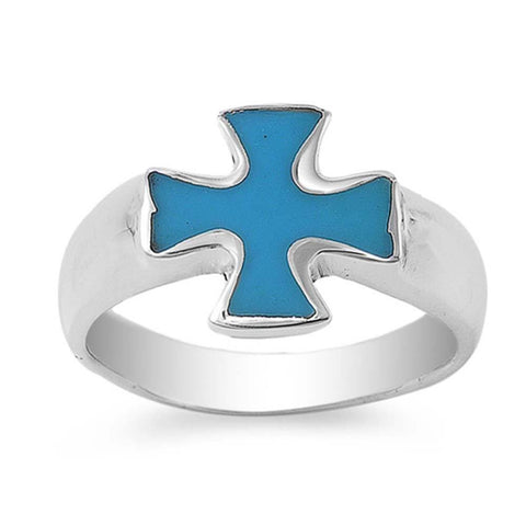 Sterling Silver Simulated Turquoise Cubic Zirconia Stone RingAnd Face Height 14mmAnd Width 4mm