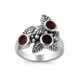 Sterling Silver Carnelian Stone Plumeria Ring, Face Height 17mm And Width 3mm