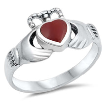 Load image into Gallery viewer, Sterling Silver Red Cubic Zirconia Stone RingAnd Face Height 10mmAnd Band Width 2mm