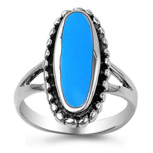Load image into Gallery viewer, Sterling Silver With Stabilized Turquoise Cubic Zirconia Stone RingAnd Face Height 22mmAnd Band Width 2mm