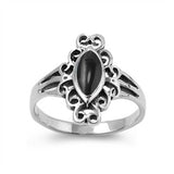 Sterling Silver Oval Black Onyx Stone Ring