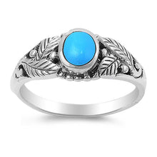 Load image into Gallery viewer, Sterling Silver With Turquoise Cubic Zirconia Stone RingAnd Face Height 7mmAnd Band Width 2mm