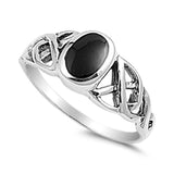 Sterling Silver With Black Onyx Cubic Zirconia Stone RingAnd Face Height 12mm