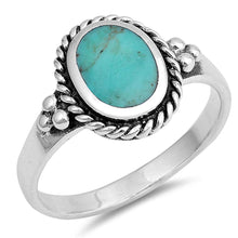 Load image into Gallery viewer, Sterling Silver Oval Turquoise Stone Ring