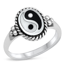 Load image into Gallery viewer, Sterling Silver Oxidized Yin Yang Stone Ring