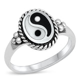 Sterling Silver Oxidized Yin Yang Stone Ring