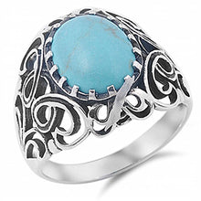 Load image into Gallery viewer, Sterling Silver With Simulated Turquoise Cubic Zirconia Stone RingAnd Face Height 20mm