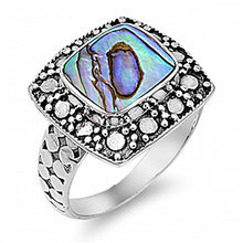 Load image into Gallery viewer, Sterling Silver With Abalone Cubic Zirconia Stone RingAnd Face Height 16mm