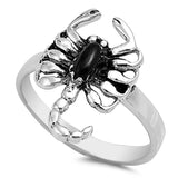 Sterling Silver Scorpion Design Inlaid with Black Stone Band RingAnd Face Height of 18MM