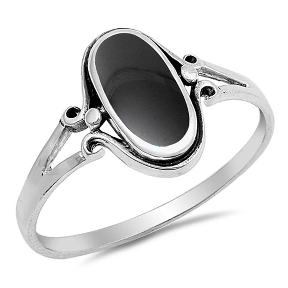 Sterling Silver Black Onyx Stone Ring