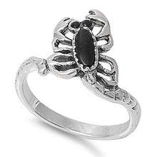 Load image into Gallery viewer, Sterling Silver Fancy Scorpion Design Inlaid with Black Stone RingAnd Face Height of 13MM
