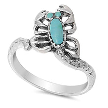 Load image into Gallery viewer, Sterling Silver Fancy Scorpion Design Inlaid with Turquoise RingAnd Face Height of 13MM