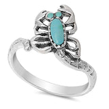 Sterling Silver Fancy Scorpion Design Inlaid with Turquoise RingAnd Face Height of 13MM