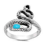 Sterling Silver Stylish Snake Design Inlaid with Turquoise Stone RingAnd Face Height of 18MM