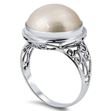 Load image into Gallery viewer, Sterling Silver With Genuine Mabe Pearl Cubic Zirconia Stone RingAnd Face Height 17mm