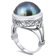 Load image into Gallery viewer, Sterling Silver With Genuine Mabe Pearl Cubic Zirconia Stone RingAnd Face Height 18mm