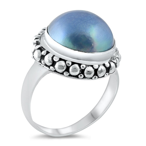 Sterling Silver Genuine Blue Mabe Pearl Ring-18mm