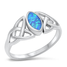 Load image into Gallery viewer, Sterling Silver Celtic Blue Opal Ring