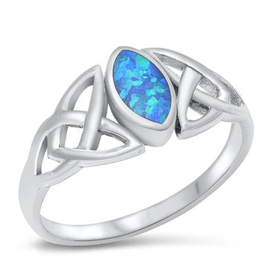 Sterling Silver Celtic Blue Opal Ring