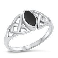Load image into Gallery viewer, Sterling Silver Celtic Black Agate Ring