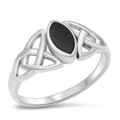 Sterling Silver Celtic Black Agate Ring
