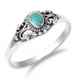 Sterling Silver Antique Filigree Design with Centered Turquoise Stone RingAnd Face Height of 7MM