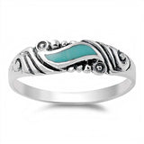 Sterling Silver With Stabilized Turquoise Cubic Zirconia Stone RingAnd Face Height 5mm