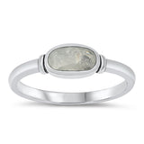 Sterling Silver Oxidized Moonstone Ring-6mm