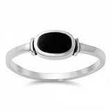 Sterling Silver With Black Aget Cubic Zirconia Stone RingAnd Face Height 6mm