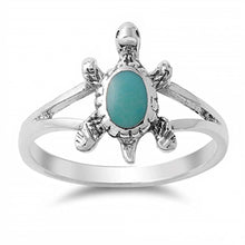 Load image into Gallery viewer, Sterling Silver With Stabilized Turquoise Cubic Zirconia Stone RingAnd Face Height 14mm