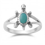 Sterling Silver With Stabilized Turquoise Cubic Zirconia Stone RingAnd Face Height 14mm
