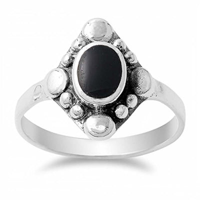 Sterling Silver With Black Onyx Cubic Zirconia Stone RingAnd Face Height 15mm