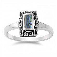 Load image into Gallery viewer, Sterling Silver With Abalone Cubic Zirconia Stone RingAnd Face Height 11mm