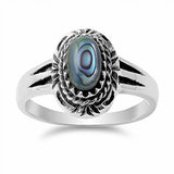 Sterling Silver With Abalone Cubic Zirconia Stone RingAnd Face Height 13mm