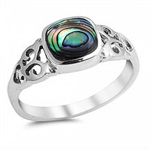 Load image into Gallery viewer, Sterling Silver With Abalone Cubic Zirconia Stone RingAnd Face Height 8mm