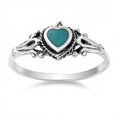 Sterling Silver With Stabilized Turquoise Cubic Zirconia Stone RingAnd Face Height 8mm