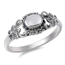 Load image into Gallery viewer, Sterling Silver Fancy Flowers Design with mother of Pearl Stone RingAnd Face Height of 8MM