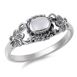 Sterling Silver Fancy Flowers Design with mother of Pearl Stone RingAnd Face Height of 8MM
